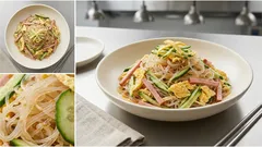 酸味がやわらぐひと手間：合わせ酢を一度沸かして作るバンサンスー（春雨サラダ）